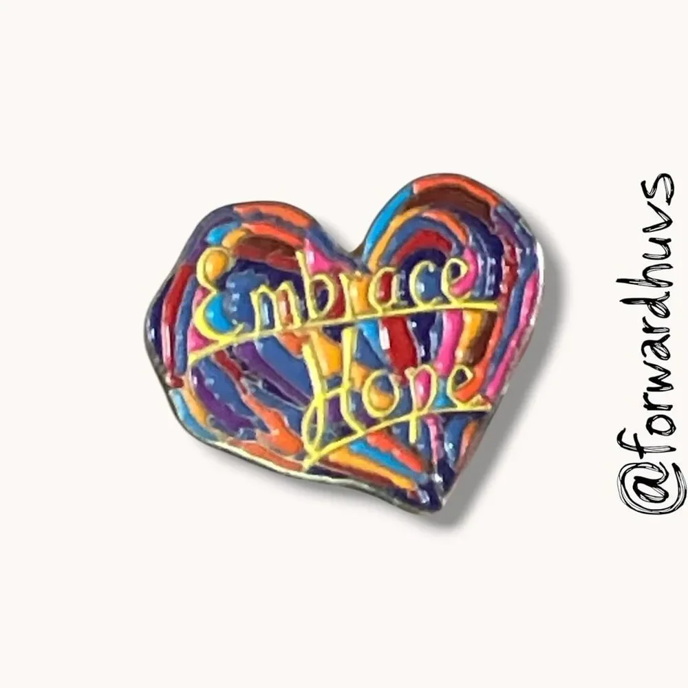 Pazzles Embrace Hope Heart Enamel Awareness Lapel Pin